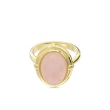 Anillo Delicado, Bañado en oro, Cuarzo rosa artificial