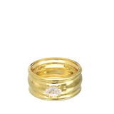 Anillo de Declaración, Bañado en oro, Zirconia cúbica artificial