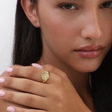 Anillo Delicado, Bañado en oro, Zirconia cúbica artificial