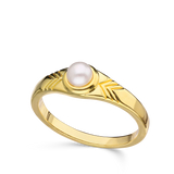 Anillo Delicado, Bañado en oro, Madreperla artificial