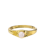 Anillo Delicado, Bañado en oro, Madreperla artificial