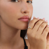 Anillo Delicado, Bañado en oro, Zirconia cúbica artificial