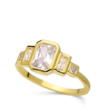 Anillo Delicado, Bañado en oro, Zirconia cúbica artificial