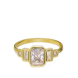 Anillo Delicado, Bañado en oro, Zirconia cúbica artificial