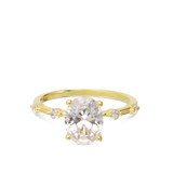 Anillo Delicado, Bañado en oro, Zirconia cúbica artificial