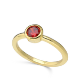 Anillo Delicado, Bañado en oro, Granate rojo artificial