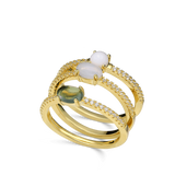 Anillo Delicado, Bañado en oro, Zirconia cúbica artificial, Vidrio de plomo