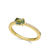 Anillo Delicado, Bañado en oro, Zirconia cúbica artificial, Vidrio de plomo