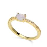 Anillo Delicado, Bañado en oro, Zirconia cúbica artificial, Vidrio de plomo