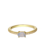 Anillo Delicado, Bañado en oro, Zirconia cúbica artificial, Vidrio de plomo
