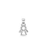 Colgante, Plata 925 bañada en rodio, Zirconia cúbica artificial